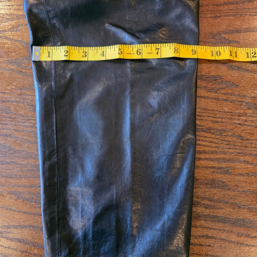 Intuition Vintage Black Leather Pants High Waisted Pleated Tapered Leg Womens‎ 8 - Picture 12 of 13